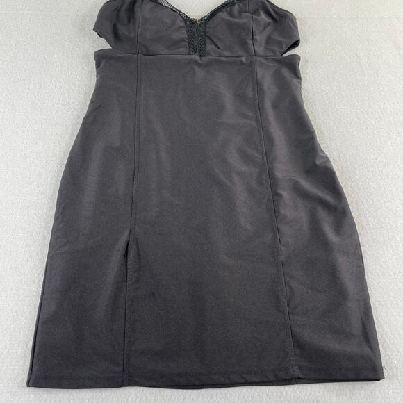Bebe Y2K Black Bodycon Tank Baby Doll Cutout Mini Dress Size Large Stretch - Picture 4 of 16